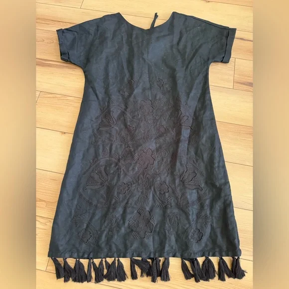 Madewell Embroidered Tassel Linen Tee Dress XXS(can likely fit up to M) - Picture 4 of 13